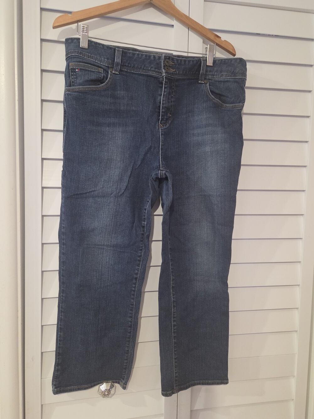 Tommy Hilfiger Women's Dark Wash Blue Denim Stretch Slim Cropped Jeans Sz 16